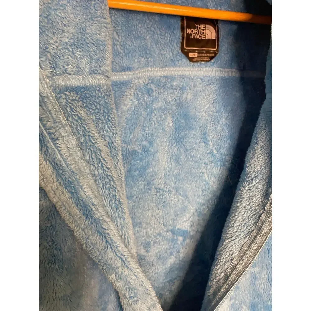 North Face‎ Womens Osito Full Zip Fleece Jacket Turquoise Blue Hooded Hiking L